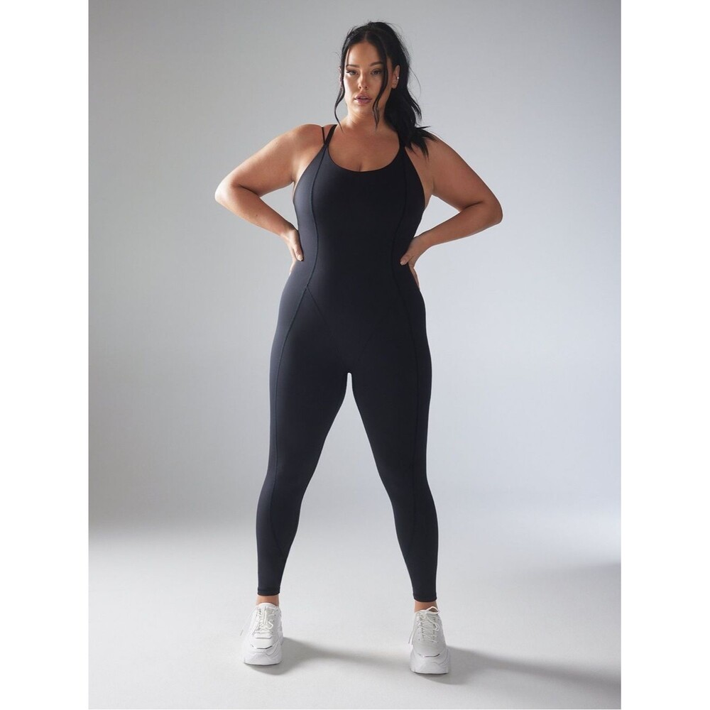Savage X Fenty Black caviar Athletic CURVE ALERT JUMPSUIT size Large